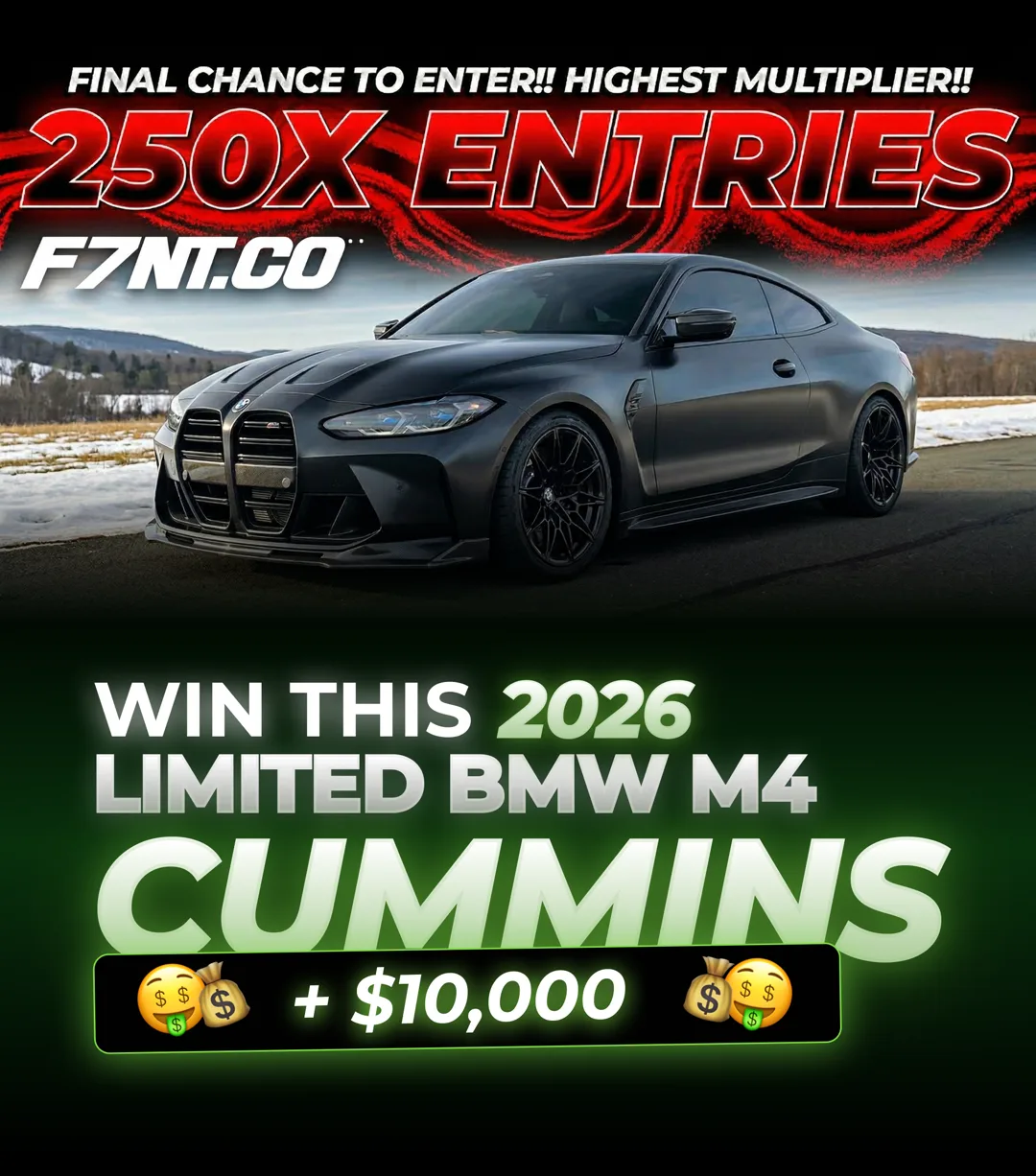 Win a 2026 BMW M4 Cummins + $10,000